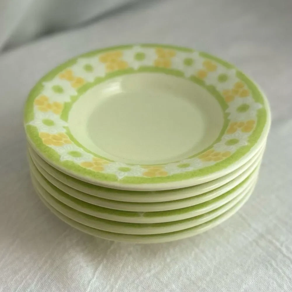 Franciscan Picnic Daisy 70s Vintage Set of 6 Saucers